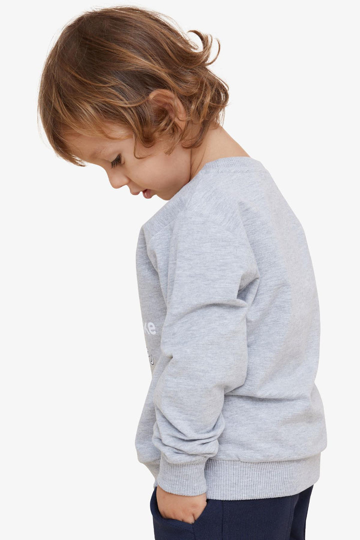 BRE Breeze Girls & Boys Boys Sweatshirt Printed with Text, 2-6 Years, Light Grey Melange - Düsseldorf