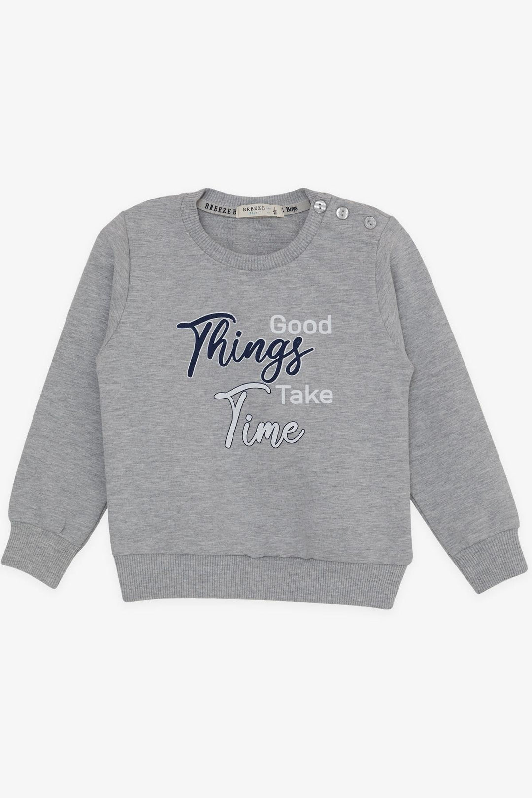 BRE Breeze Girls & Boys Boys Sweatshirt Printed with Text, 2-6 Years, Light Grey Melange - Düsseldorf