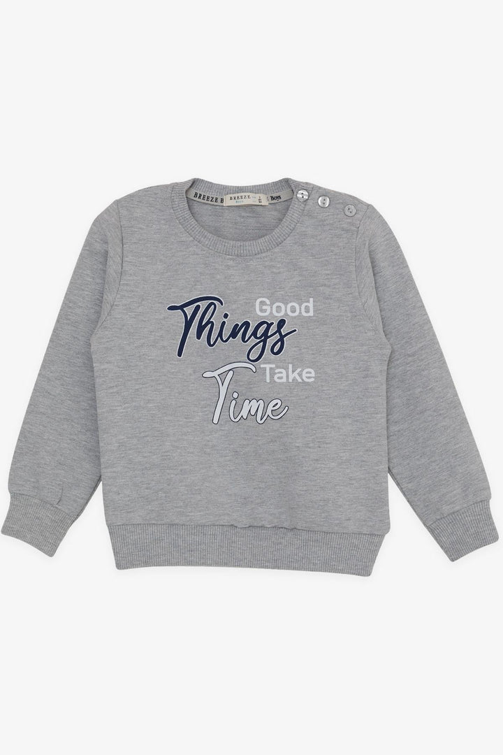 BRE Breeze Girls & Boys Boys Sweatshirt Printed with Text, 2-6 Years, Light Grey Melange - Düsseldorf