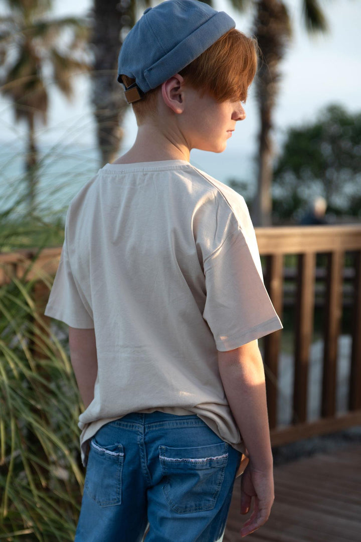 BRE Breeze Girls & Boys Boys T-shirt Pocket Printed 94 Years, Beige - Henrietta