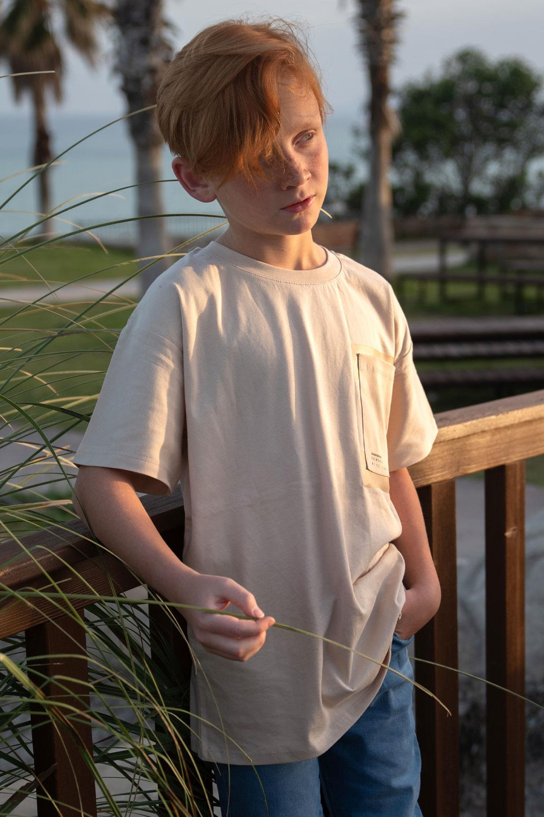 BRE Breeze Girls & Boys Boys T-shirt Pocket Printed 94 Years, Beige - Henrietta