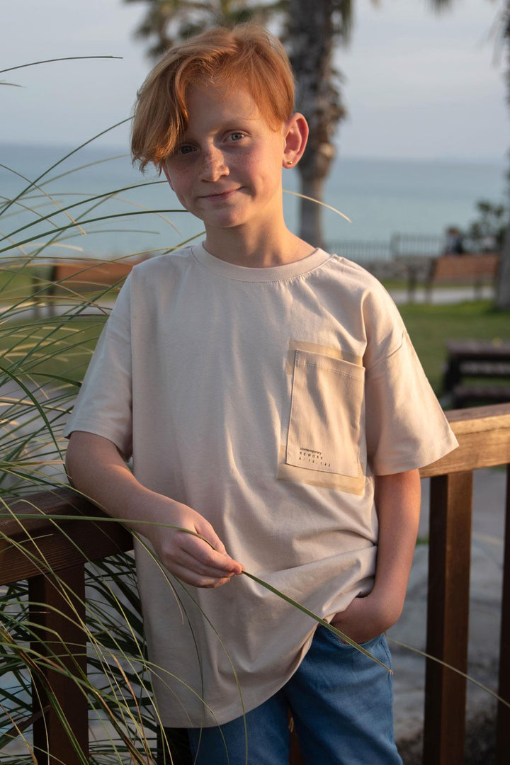 BRE Breeze Girls & Boys Boys T-shirt Pocket Printed 94 Years, Beige - Henrietta