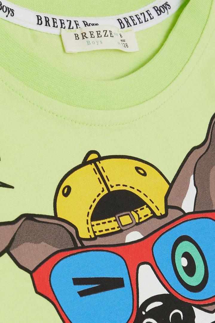 BRE Breeze Girls & Boys Boys T-shirt Crazy Skateboarding Puppy Printed 50 Years, Pistachio Green - Villa Victoria