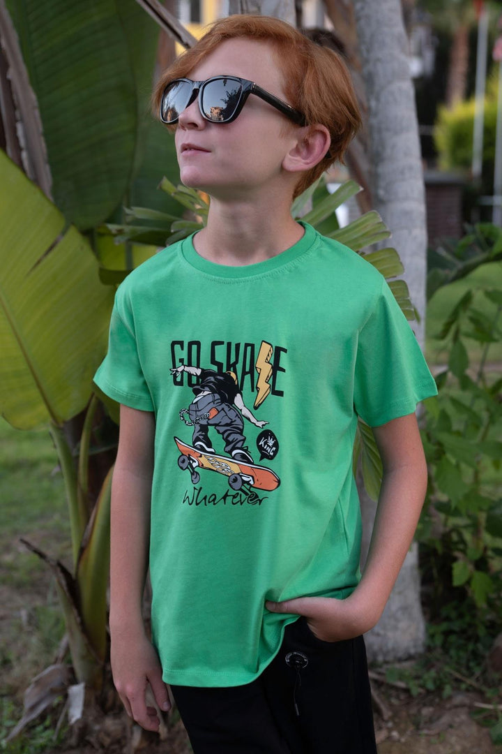 BRE Breeze Girls & Boys Boys T-shirt Cool Skateboarder 84 Years, Green - Keller