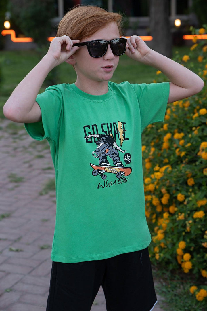 BRE Breeze Girls & Boys Boys T-shirt Cool Skateboarder 84 Years, Green - Keller