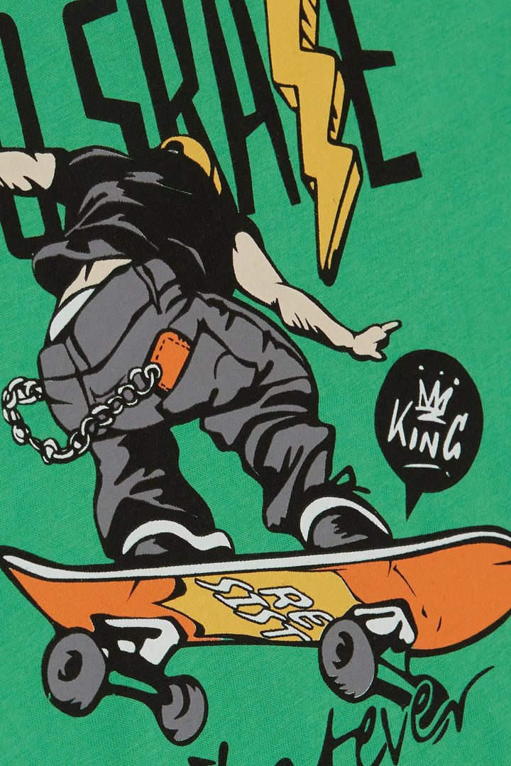 BRE Breeze Girls & Boys Boys T-shirt Cool Skateboarder 84 Years, Green - Keller