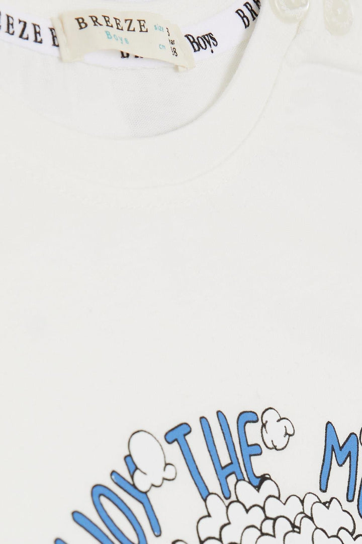 BRE Breeze Girls & Boys Boys T-Shirt with Pop Corn Print, 2-6 Years, Ecru - Münster