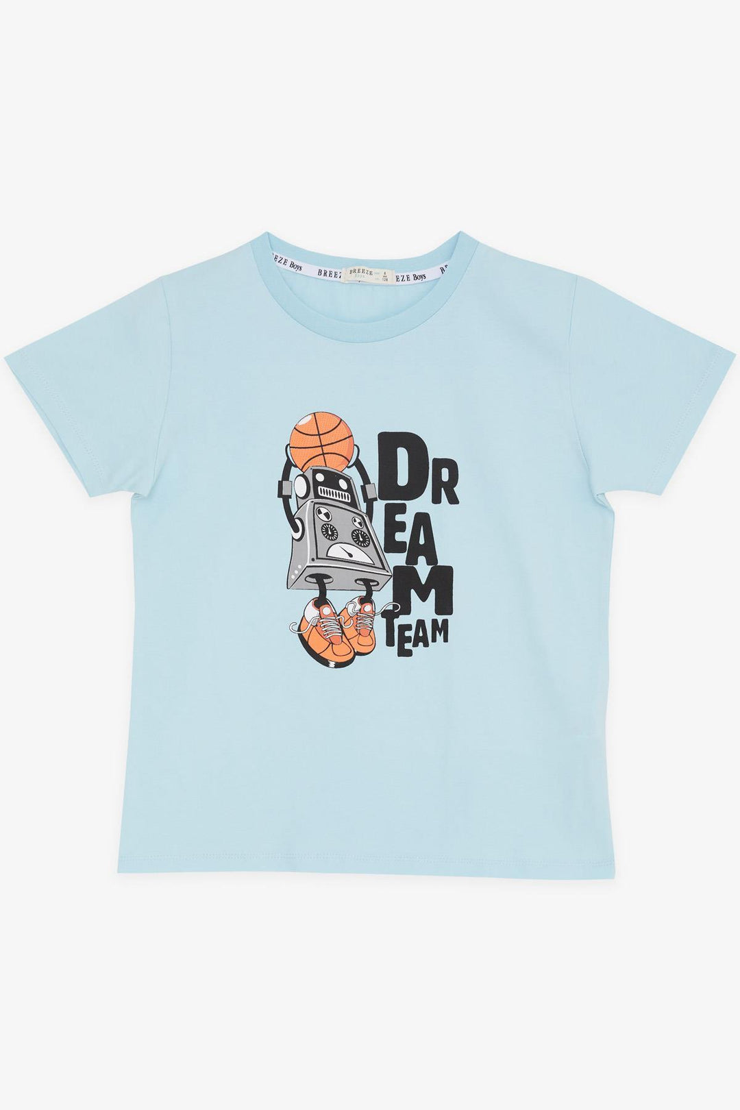 BRE Breeze Girls & Boys Boys T-shirt Dream Team Themed Basketball Player Robot Printed 4-8 Years, Light Blue - Tonbridge