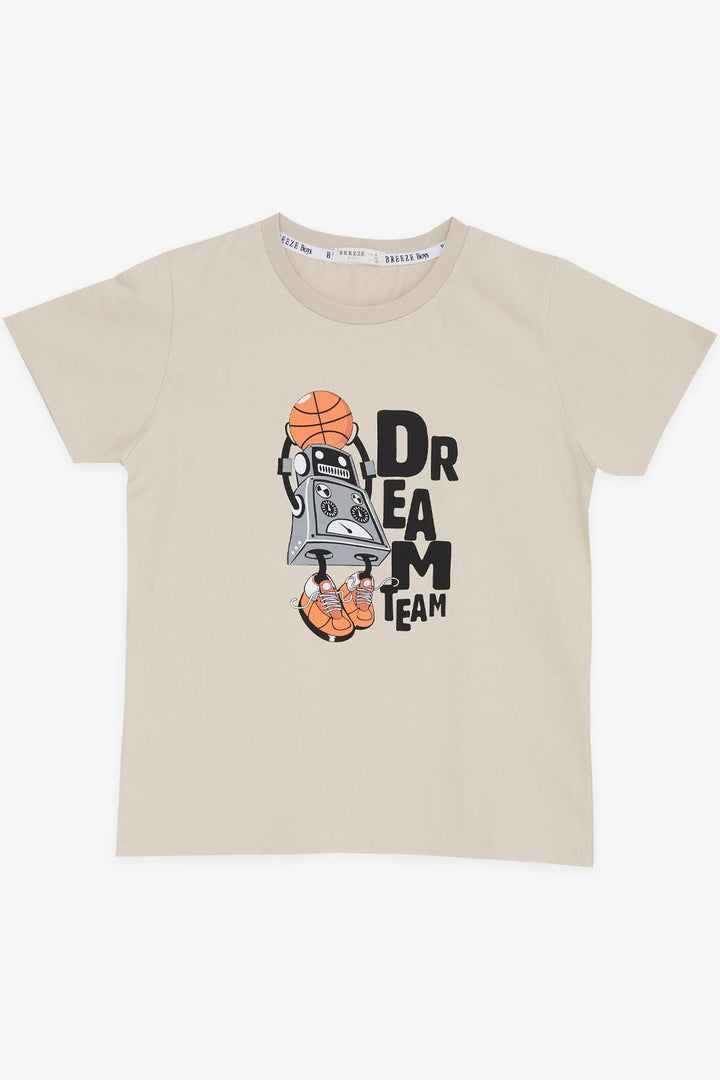 BRE Breeze Girls & Boys Boys T-shirt Dream Team Themed Basketball Player Robot Printed 4-8 Years, Beige - Cáceres
