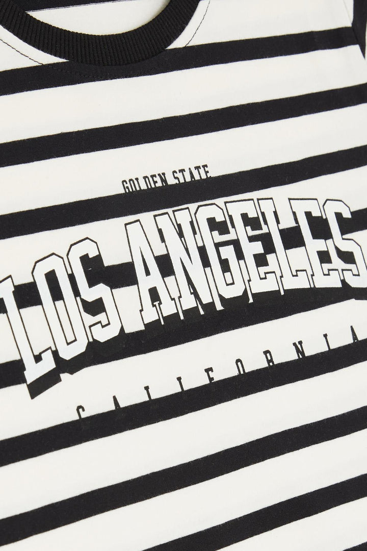 BRE Breeze Girls & Boys Boys T-shirt with Printed Text Striped 84 Years, Black - Cáceres