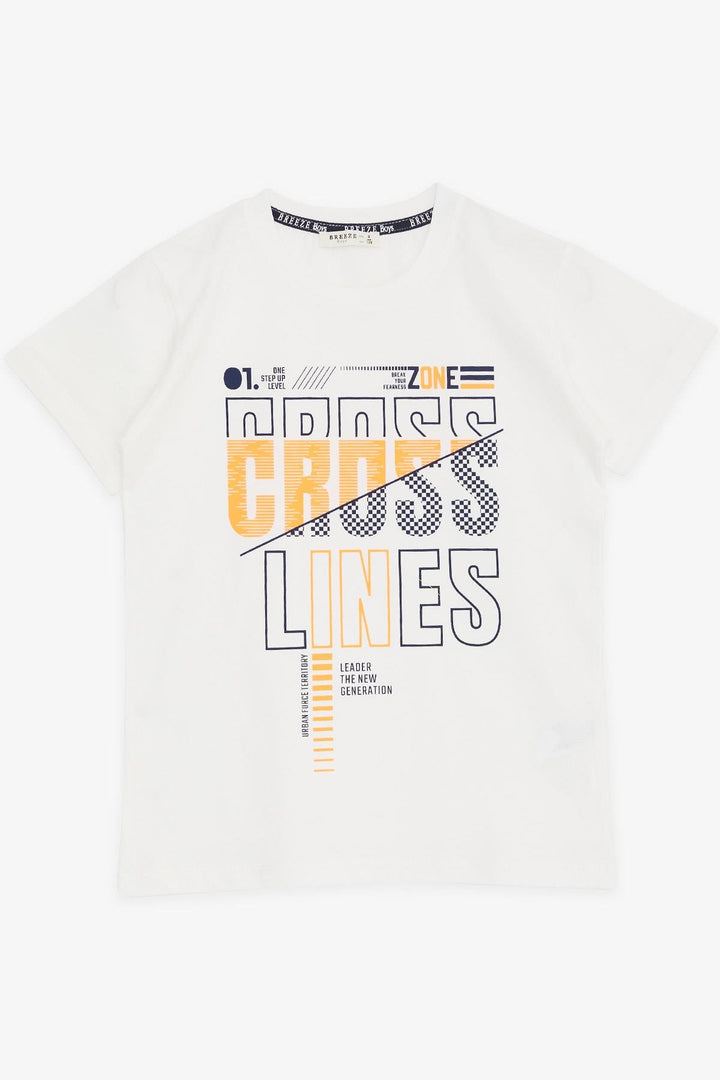 BRE Breeze Girls & Boys Boys T-Shirt Printed with Text, 84 Years, Ecru - Wylie