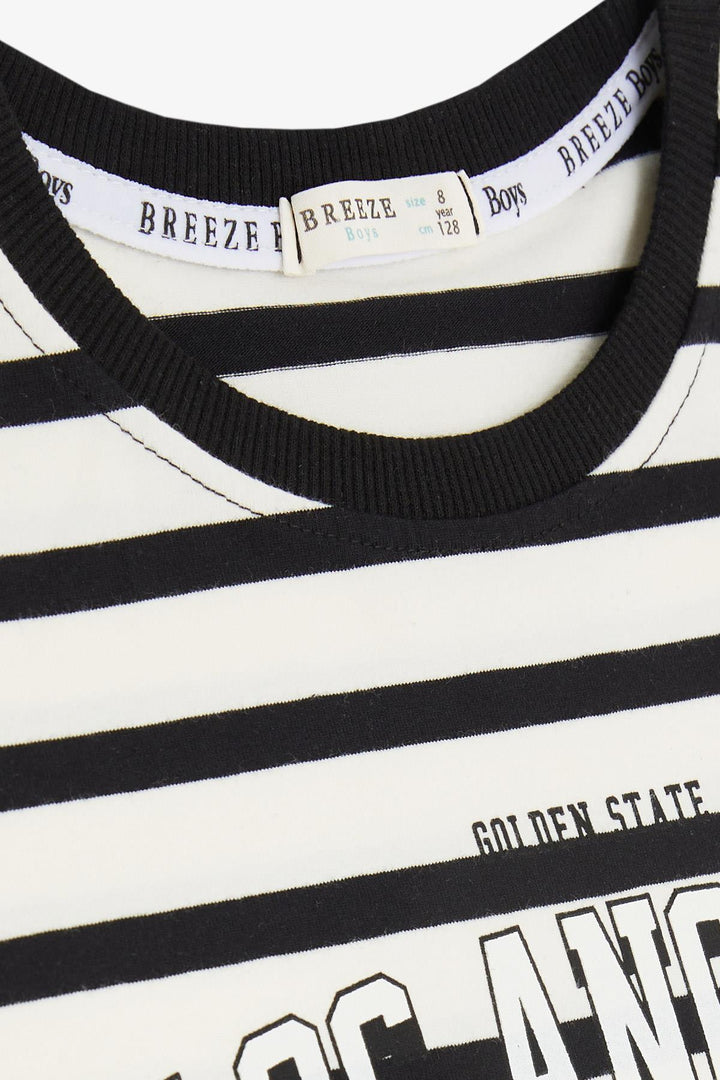 BRE Breeze Girls & Boys Boys T-shirt with Printed Text Striped 84 Years, Black - Cáceres