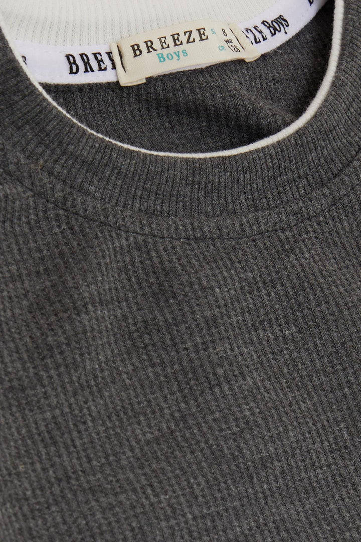 BRE Breeze Girls & Boys Boys Long Sleeve T-Shirt with Emblem 84 Years, Dark Grey Melange - La Laguna