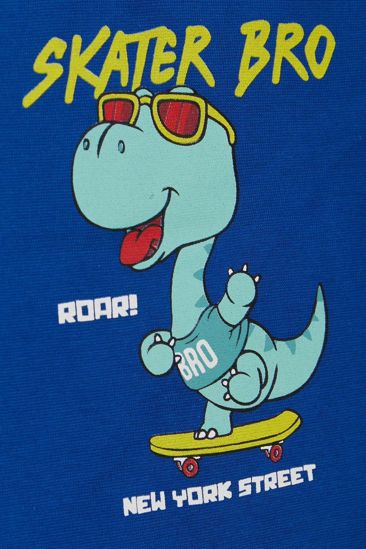 BRE Breeze Girls & Boys Boys Long Sleeve T-Shirt Skateboarder Glasses Dinosaur Printed 1-4 Years, Saxe Blue - Huizen