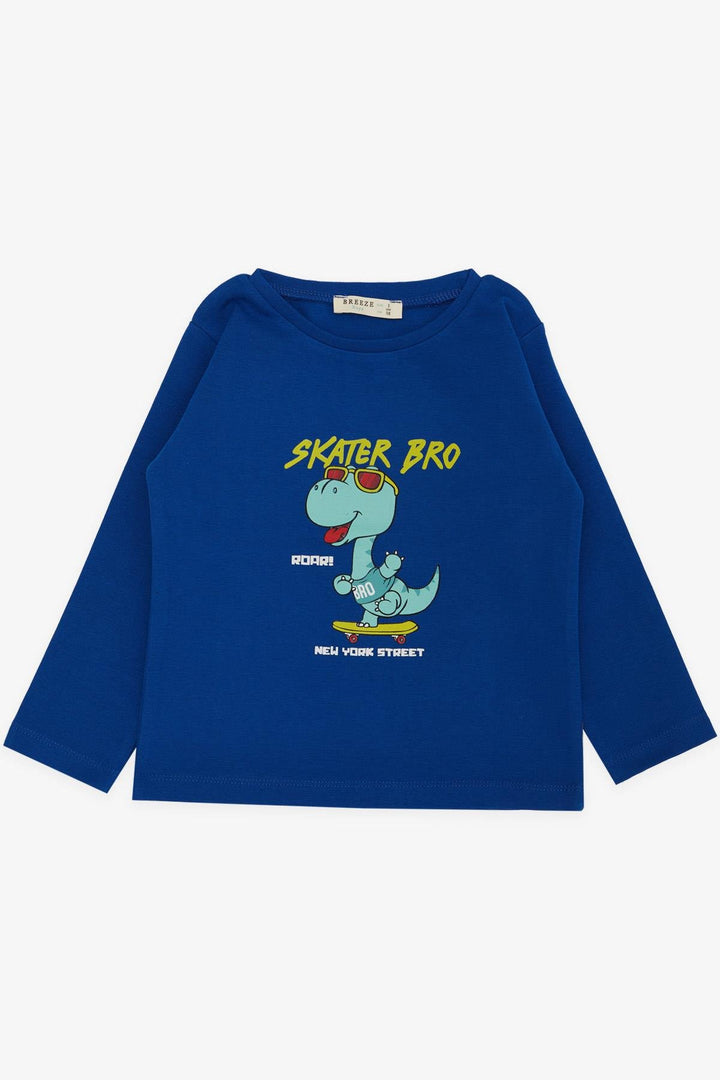 BRE Breeze Girls & Boys Boys Long Sleeve T-Shirt Skateboarder Glasses Dinosaur Printed 1-4 Years, Saxe Blue - Huizen
