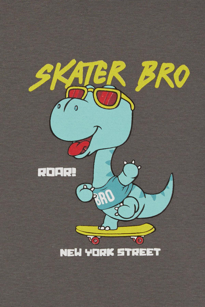 BRE Breeze Girls & Boys Boys Long Sleeve T-Shirt Skateboarder Glasses Dinosaur Printed 1-4 Years, Smoke Gray - El Ejido