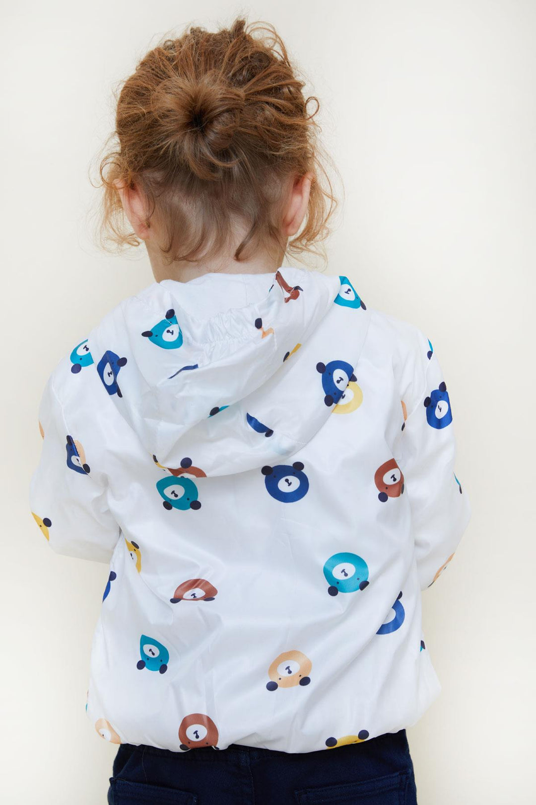 BRE Breeze Girls & Boys Boys Raincoat Cute Bear Patterned 1-5 Years, White - Logan