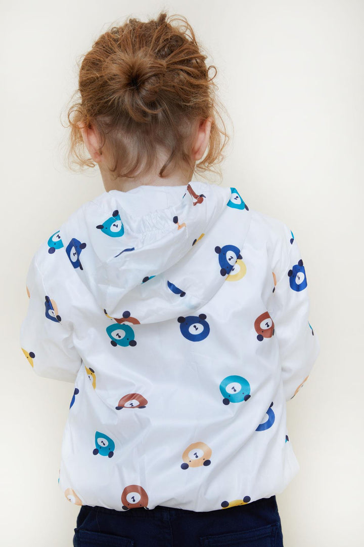 BRE Breeze Girls & Boys Boys Raincoat Cute Bear Patterned 1-5 Years, White - Logan