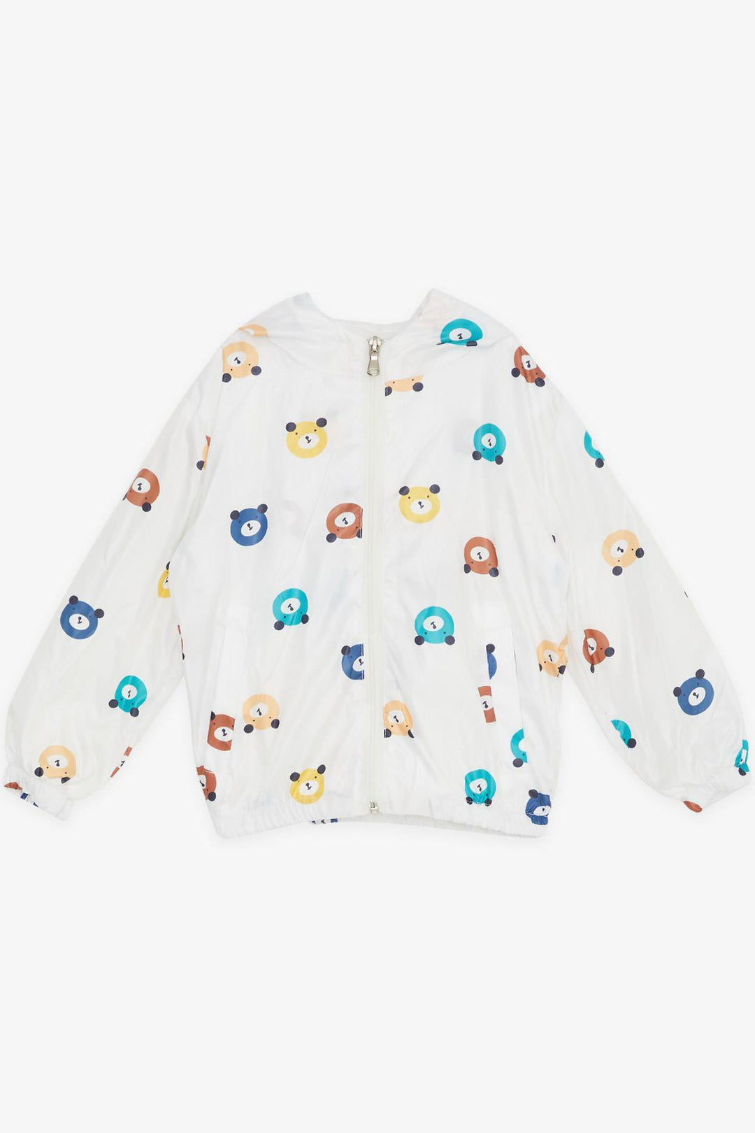 BRE Breeze Girls & Boys Boys Raincoat Cute Bear Patterned 1-5 Years, White - Logan
