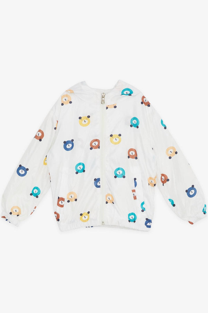 BRE Breeze Girls & Boys Boys Raincoat Cute Bear Patterned 1-5 Years, White - Logan