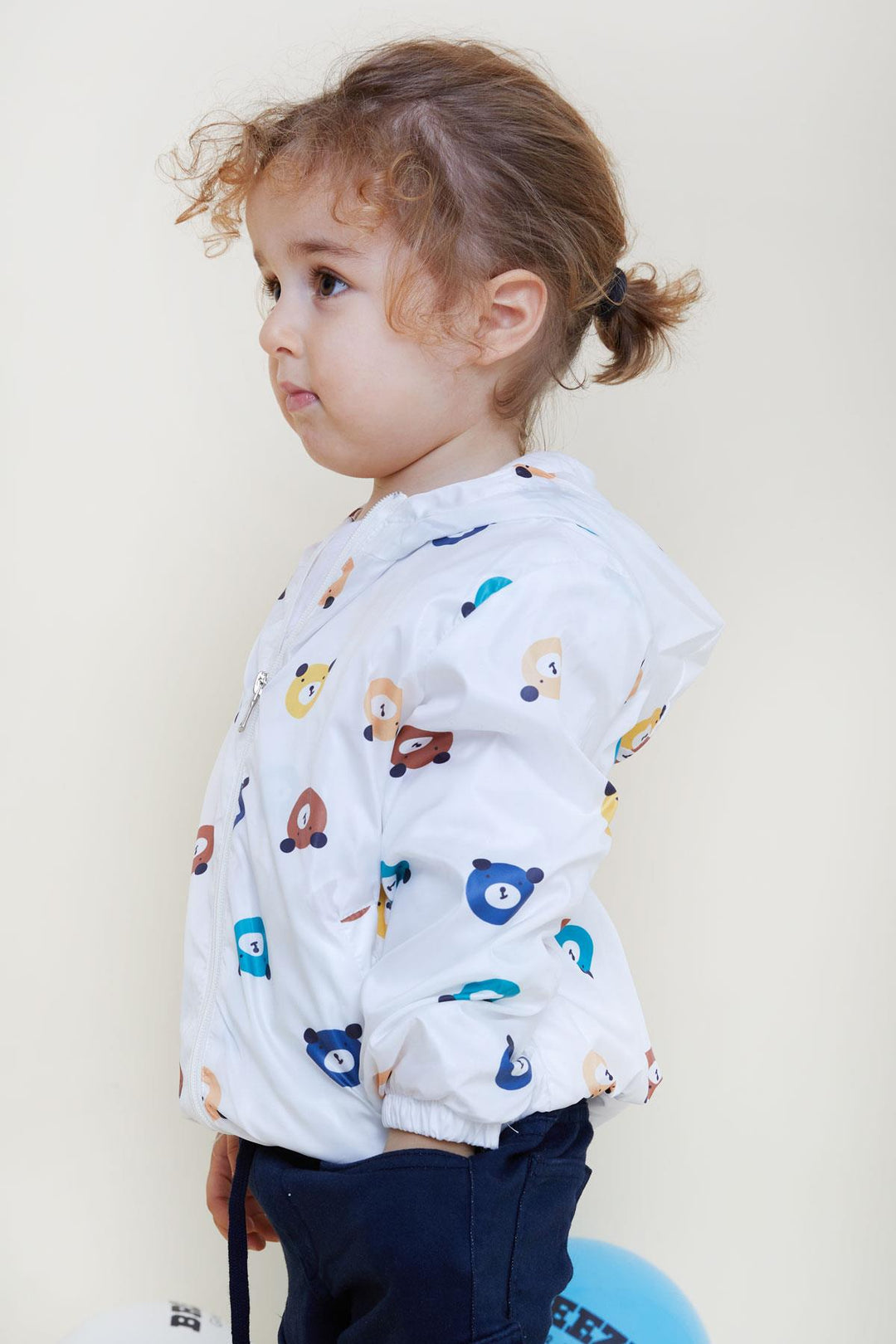 BRE Breeze Girls & Boys Boys Raincoat Cute Bear Patterned 1-5 Years, White - Logan
