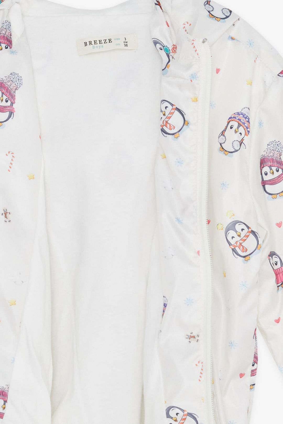 BRE Breeze Girls & Boys Boys Raincoat Cute Penguin Patterned New Year Themed 1-4 Years, Ecru - Brandon
