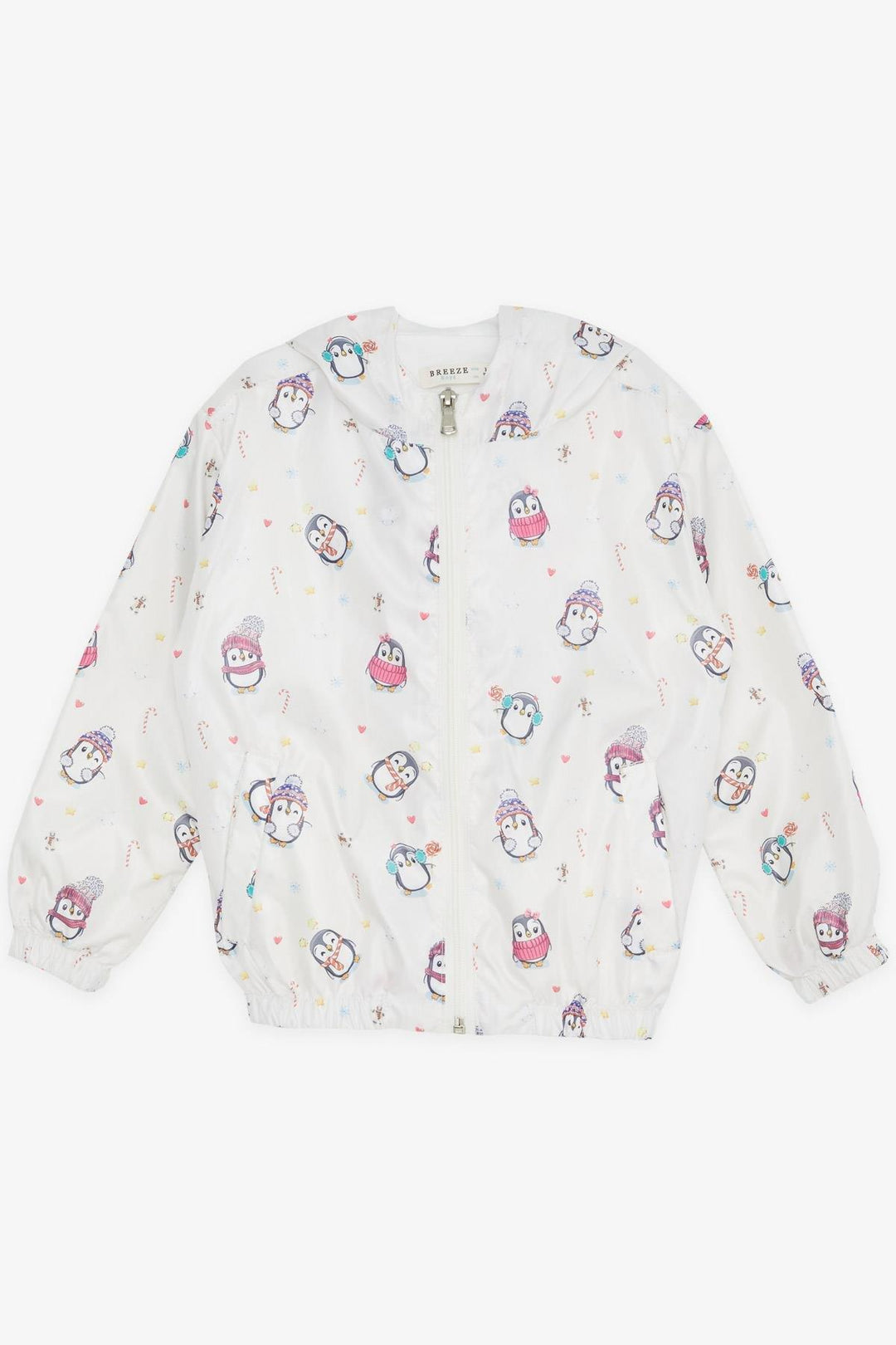 BRE Breeze Girls & Boys Boys Raincoat Cute Penguin Patterned New Year Themed 1-4 Years, Ecru - Brandon