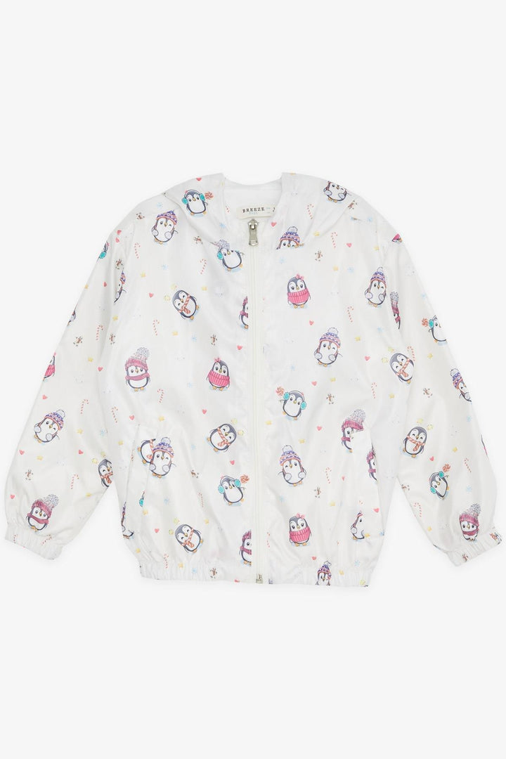 BRE Breeze Girls & Boys Boys Raincoat Cute Penguin Patterned New Year Themed 1-4 Years, Ecru - Brandon