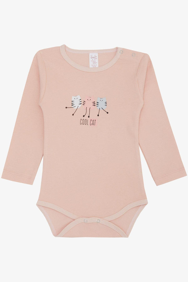 BRE Breeze Baby Girl Snap Bodysuit with Cute Kittens Printed 9 Months-3 Years, Powder - Kendall West