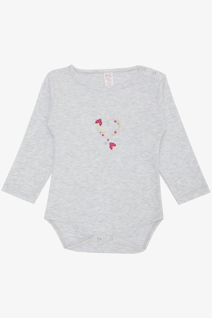 BRE Breeze Baby Girl Snap Bodysuit with Ladybug Printed Floral, 9 Months-3 Years, Light Grey Melange - Fort Lee