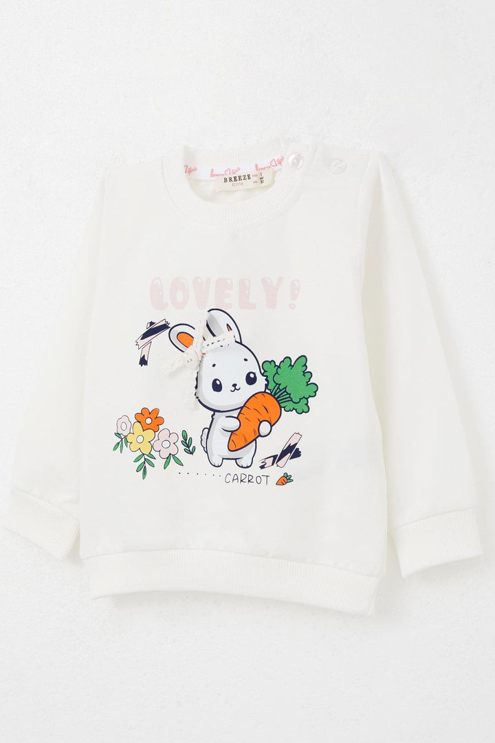 BRE Breeze Baby Girl Tracksuit Cute Carrot Bunny Printed 6 Months-2 Years, Ecru - Barreiro