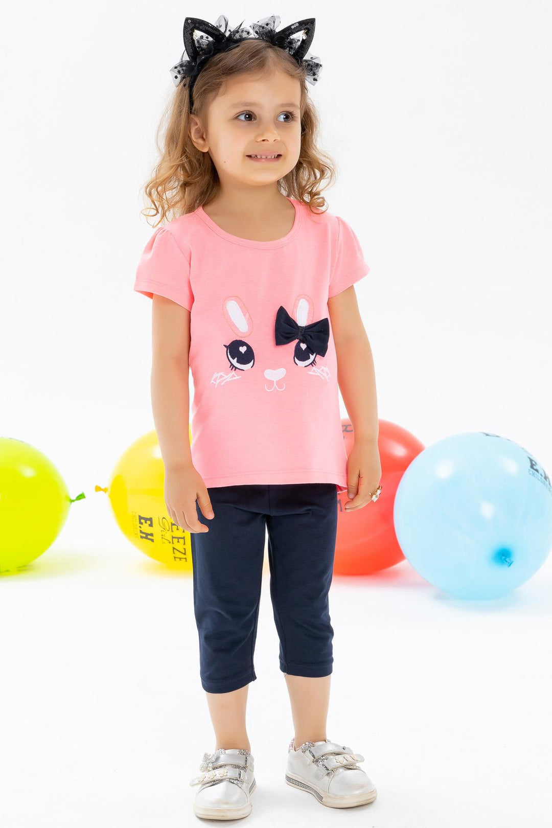 BRE Breeze Girl Child Leggings Set with Bunny Embroidery, 1-4 Years, Neon Pink - Hemel Hempstead