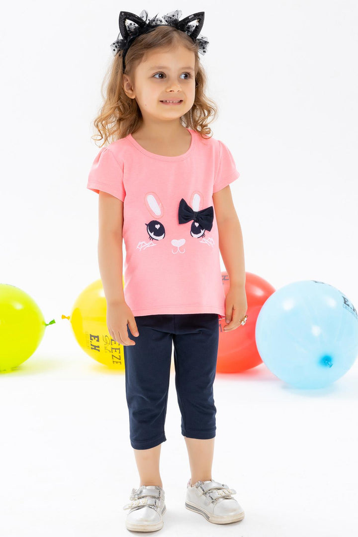 BRE Breeze Girl Child Leggings Set with Bunny Embroidery, 1-4 Years, Neon Pink - Hemel Hempstead