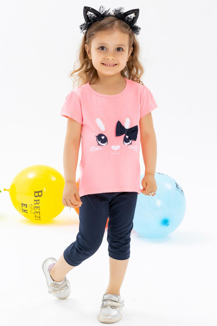 BRE Breeze Girl Child Leggings Set with Bunny Embroidery, 1-4 Years, Neon Pink - Hemel Hempstead