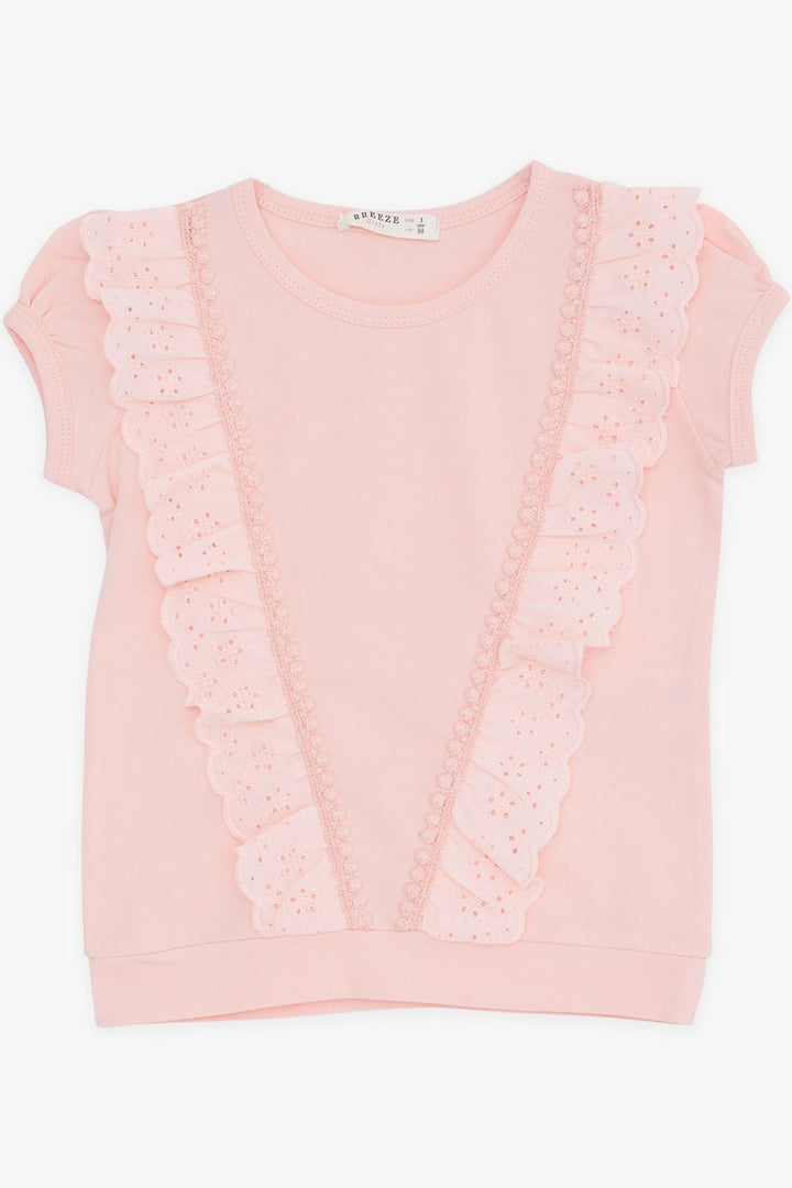 BRE Breeze Girl's T-shirt with Lace 1.5-5 Years, Salmon - North Little Rock