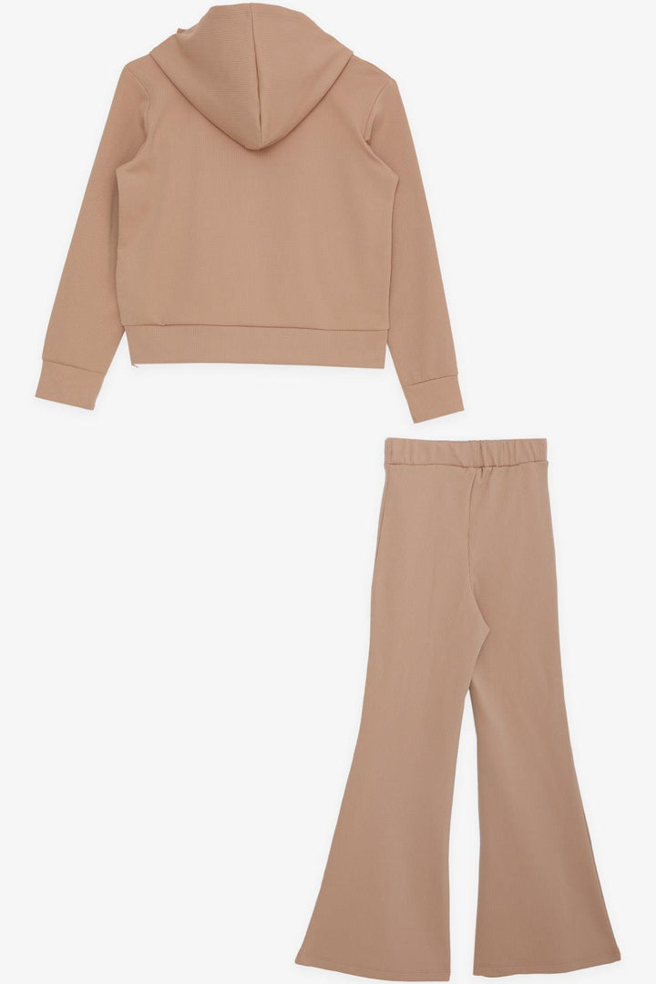 BRE Breeze Girl Child 3-Piece Legging Set with Ribbed Zipper Printed with Summer Writing 94 Years, Beige - Derby