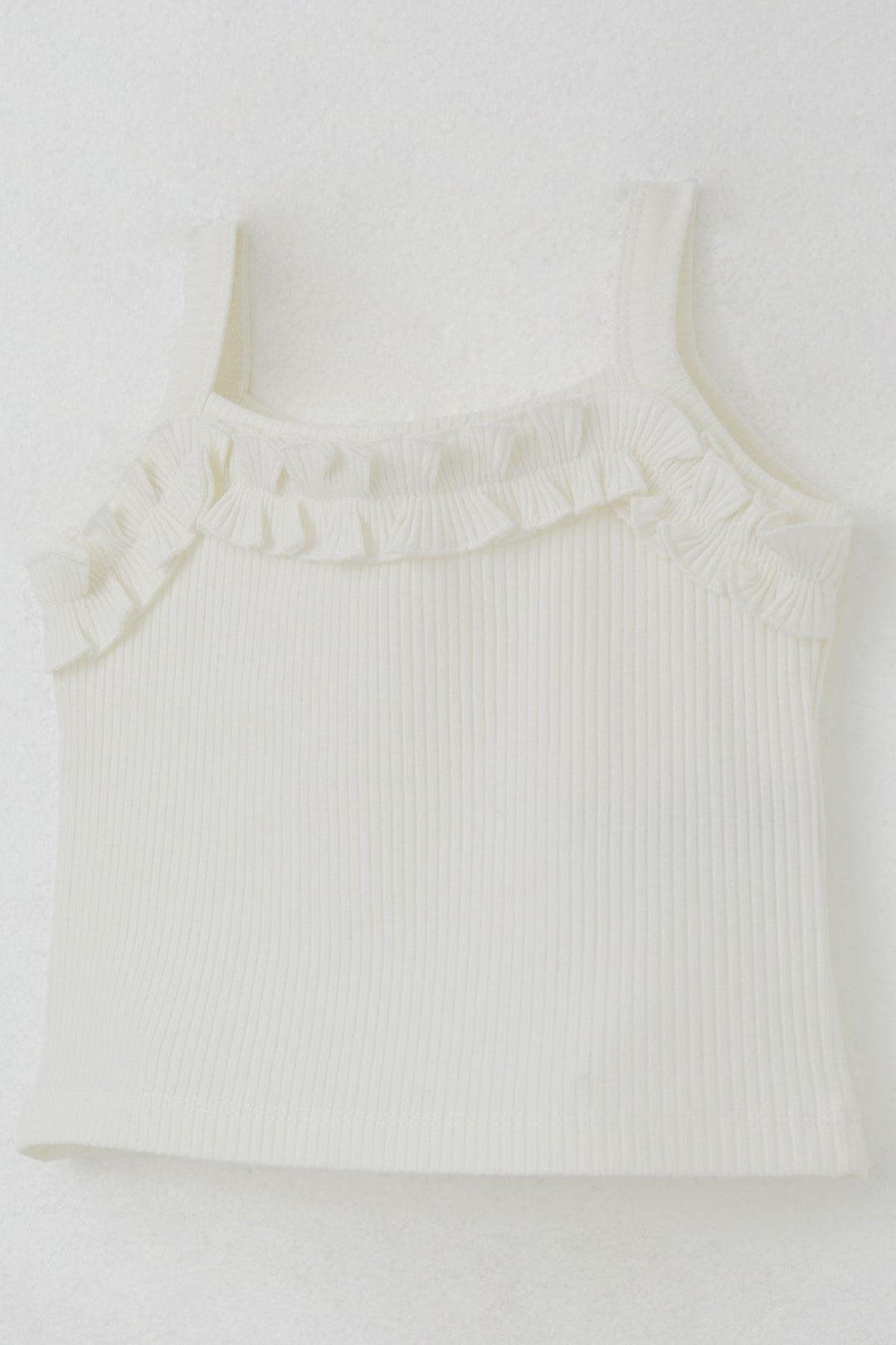 BRE Breeze Girl's Sleeveless Crop Top with Frill Detail, 84 Years, Ecru - Cedar Falls