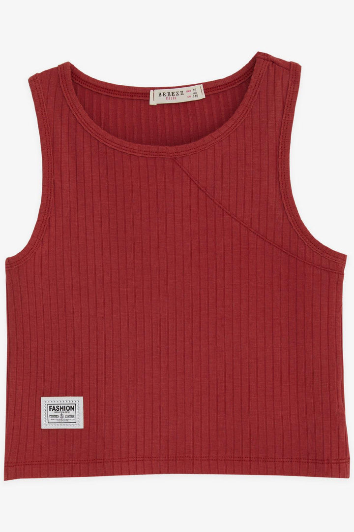 BRE Breeze Girl's Sleeveless T-Shirt with Emblem Stones 94 Years, Terracotta - Chatham