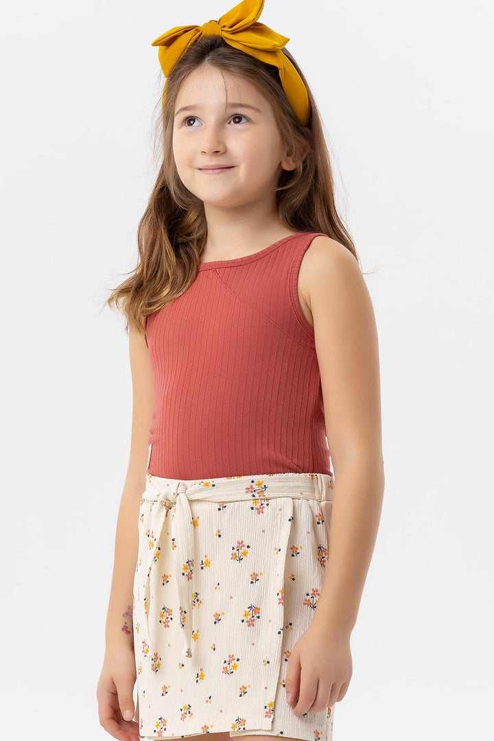 BRE Breeze Girl's Sleeveless T-Shirt with Emblem Stones 94 Years, Terracotta - Chatham
