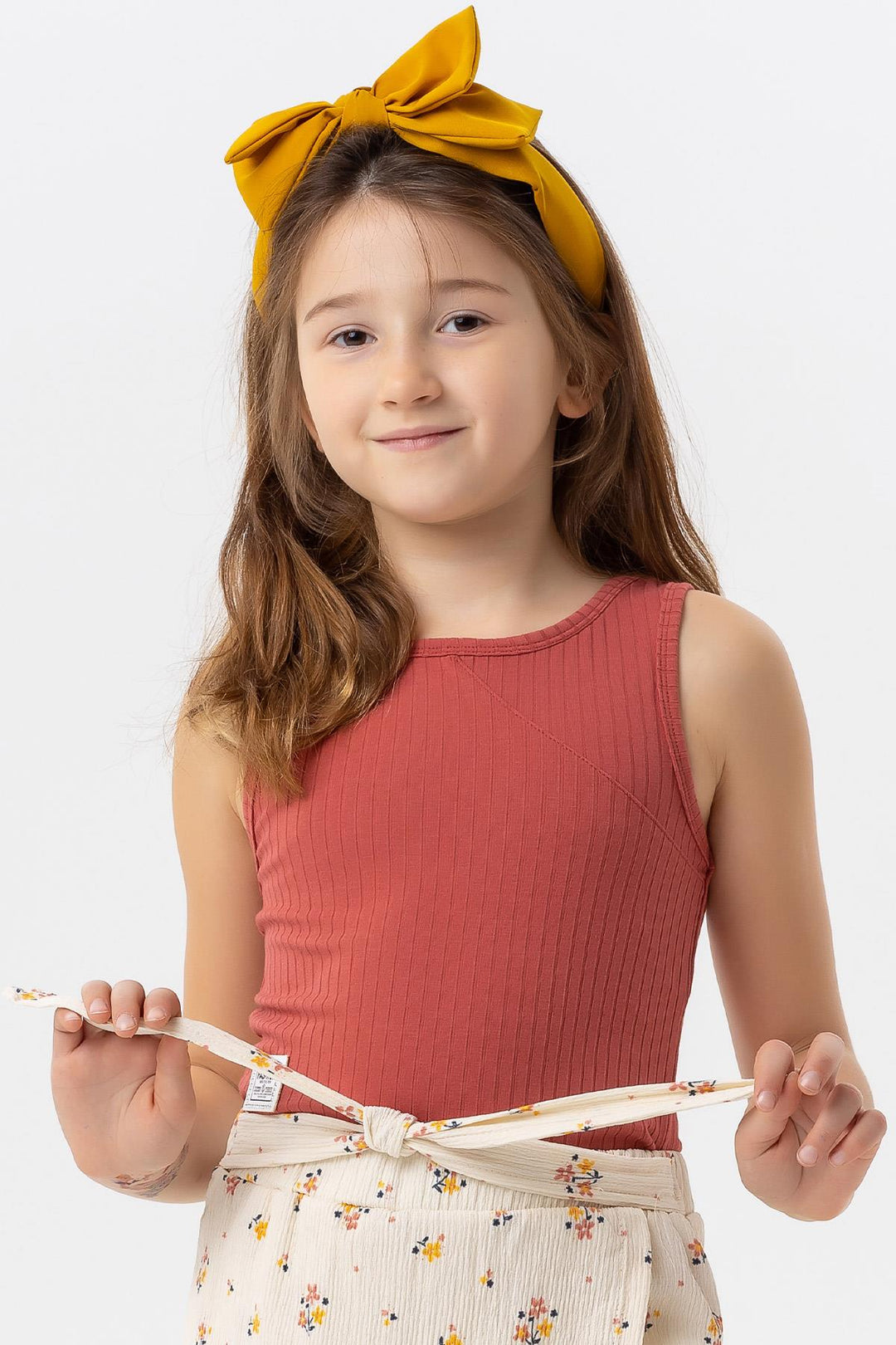 BRE Breeze Girl's Sleeveless T-Shirt with Emblem Stones 94 Years, Terracotta - Chatham