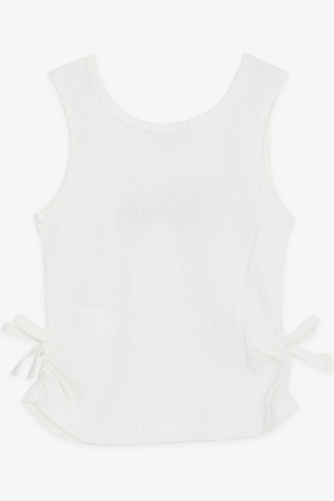 BRE Breeze Girl's Sleeveless T-Shirt with Embroidered Writing and Bow Details on the Sides, 84 Years, White - Linden