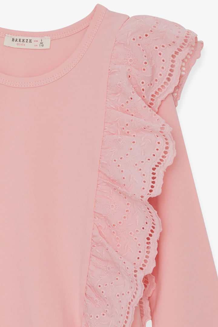 BRE Breeze Girl's Blouse with Lace 50 Years, Powder - Suhl
