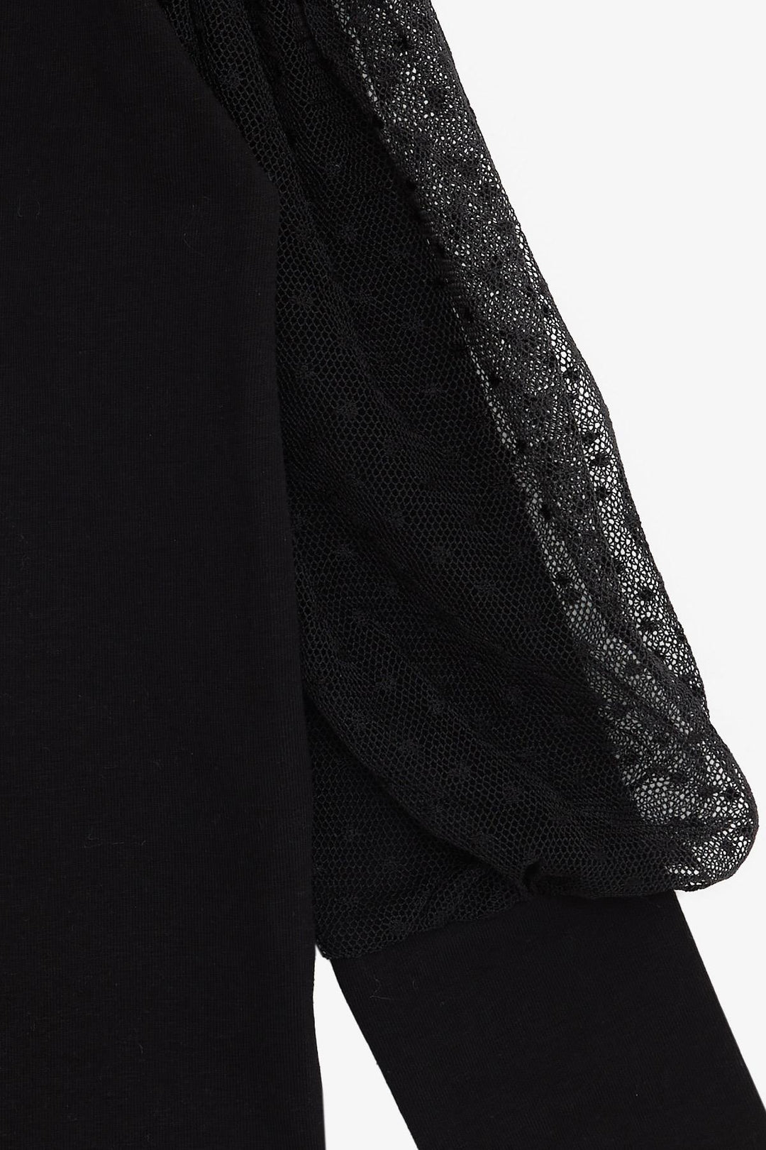 BRE Breeze Girl's Blouse with Tulle Detailed Sleeves, 3-7 Years, Black - Hilden
