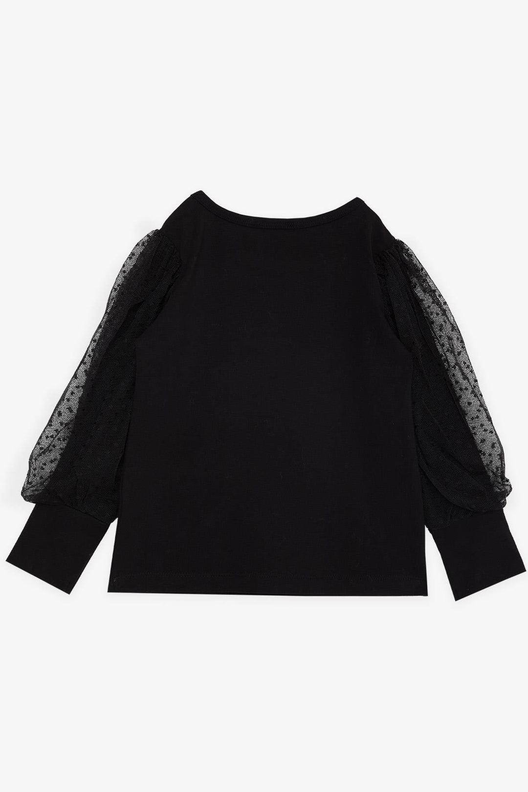 BRE Breeze Girl's Blouse with Tulle Detailed Sleeves, 3-7 Years, Black - Hilden