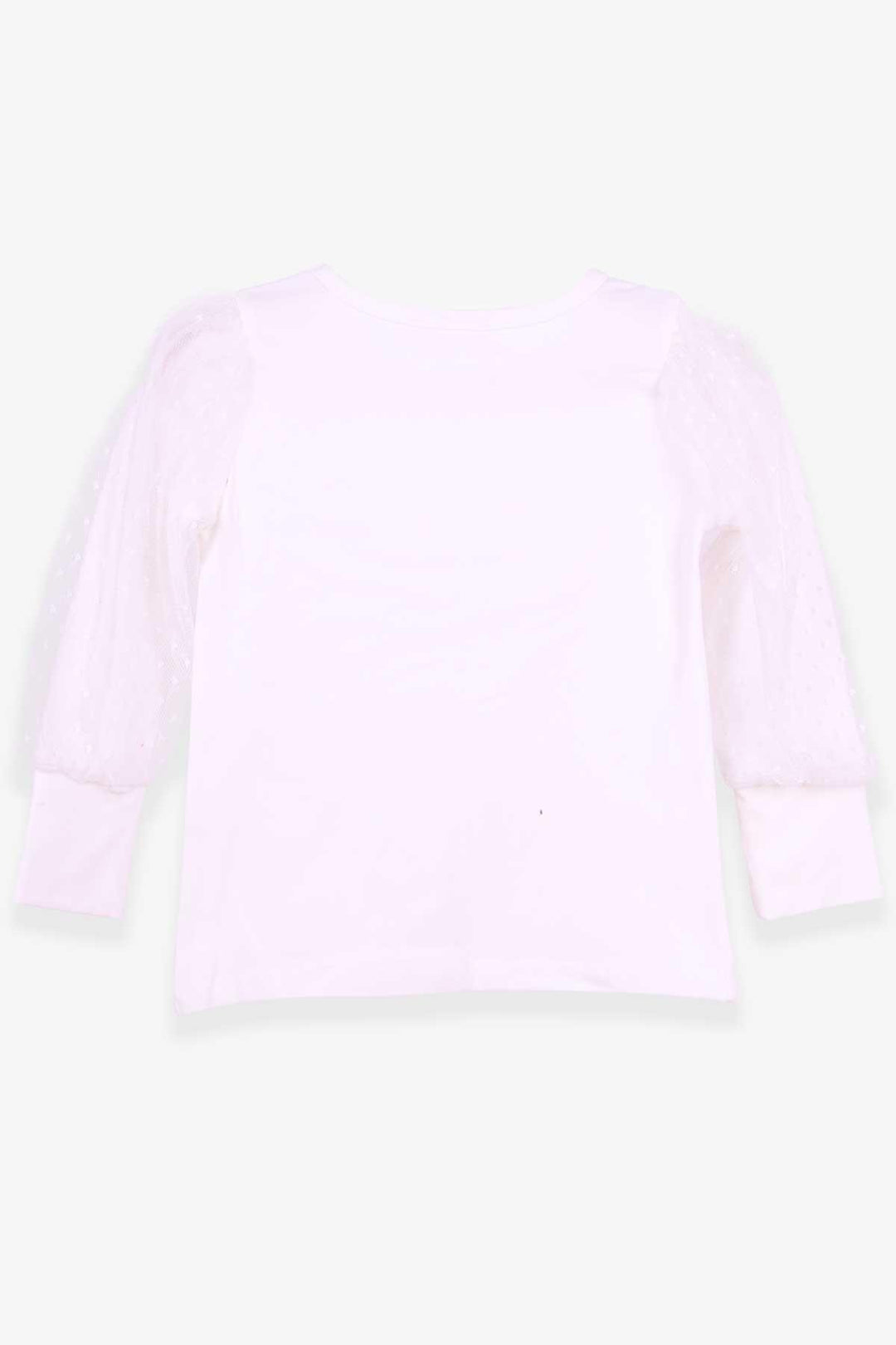 BRE Breeze Girl's Blouse with Tulle Detailed Sleeves, 3-7 Years, Ecru - South Bend