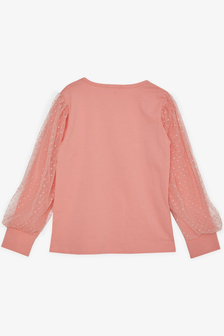 BRE Breeze Girl's Blouse with Tulle Detailed Sleeves, 82 Years, Salmon - Millcreek