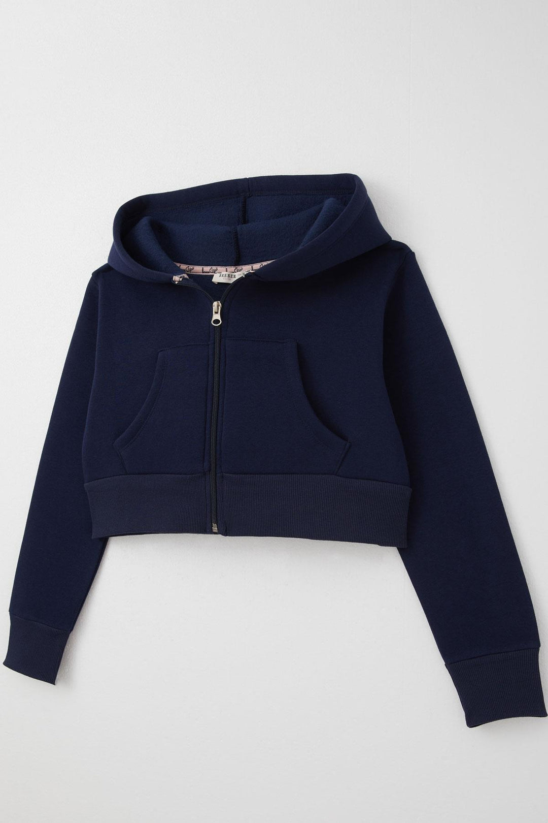 BRE Breeze Girl Child Crop Hoodie with Zipper Hood 84 Years, Navy Blue - Nîmes