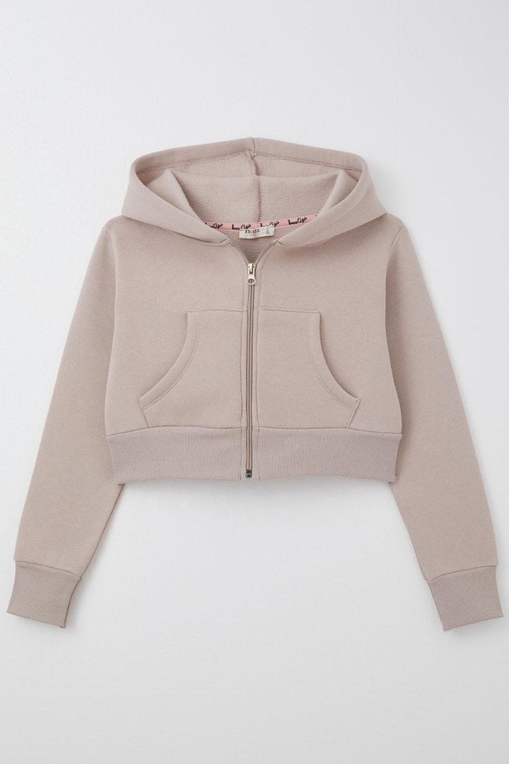 BRE Breeze Girl Child Crop Hoodie with Zipper Hooded 84 Years, Mink - Caloundra