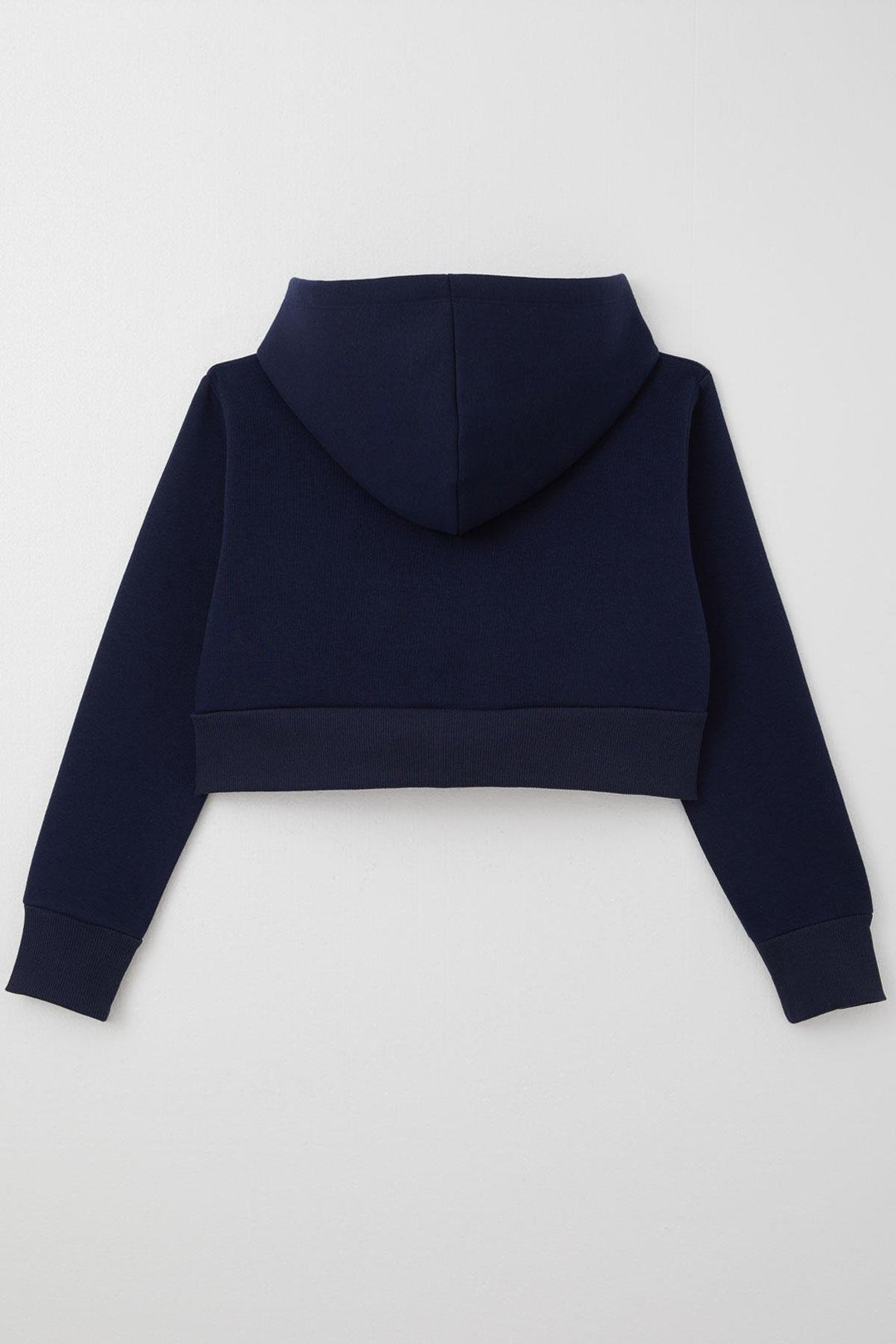 BRE Breeze Girl Child Crop Hoodie with Zipper Hood 84 Years, Navy Blue - Nîmes