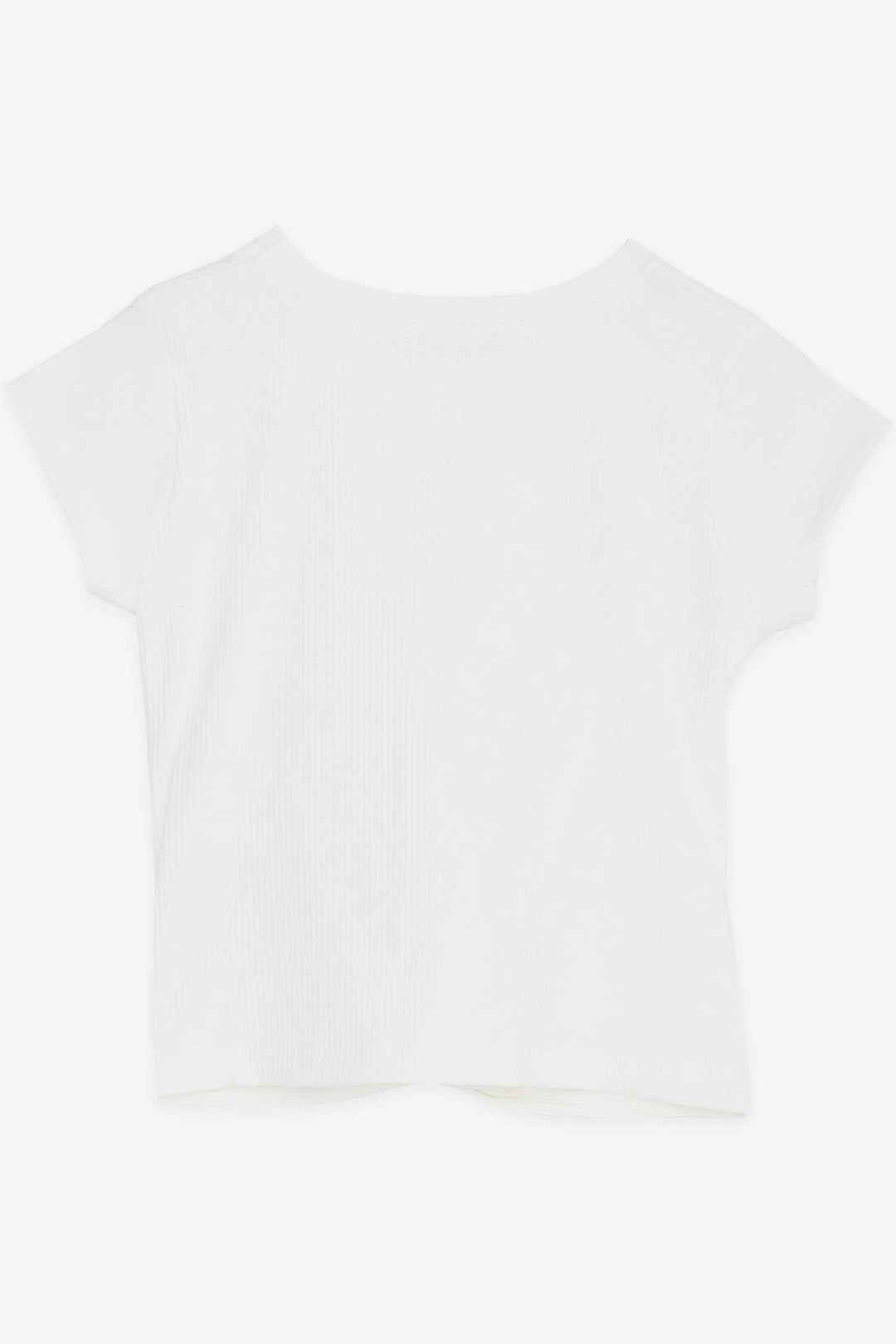 BRE Breeze Girl Child Crop T-Shirt with Cross Detail, 94 Years, Ecru - Le Perreux-Sur-Marne